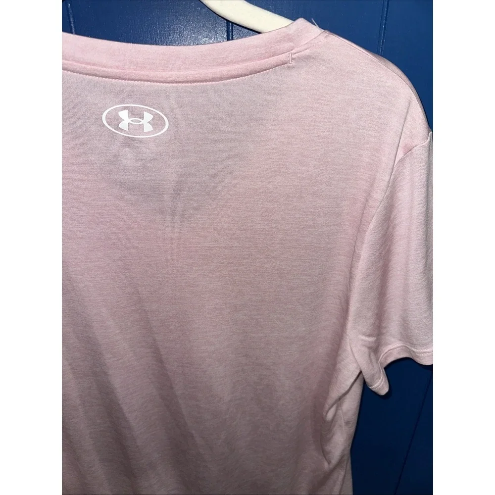 Under Armour Women Tech V-neck Loose Short Sleeve T-shirt Moisture Wicking Pink - Picture 9 of 12